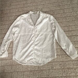 Diane von Furstenburg vintage White crinkle Long Sleeve Blouse size L